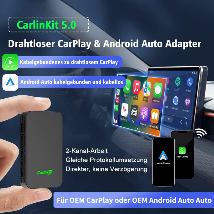 CarlinKit 5.0 2025 Neu Eingetroffen EIN Innovativer Dual-Conversion-Wireless-Adapter,Online-Musik/Ka