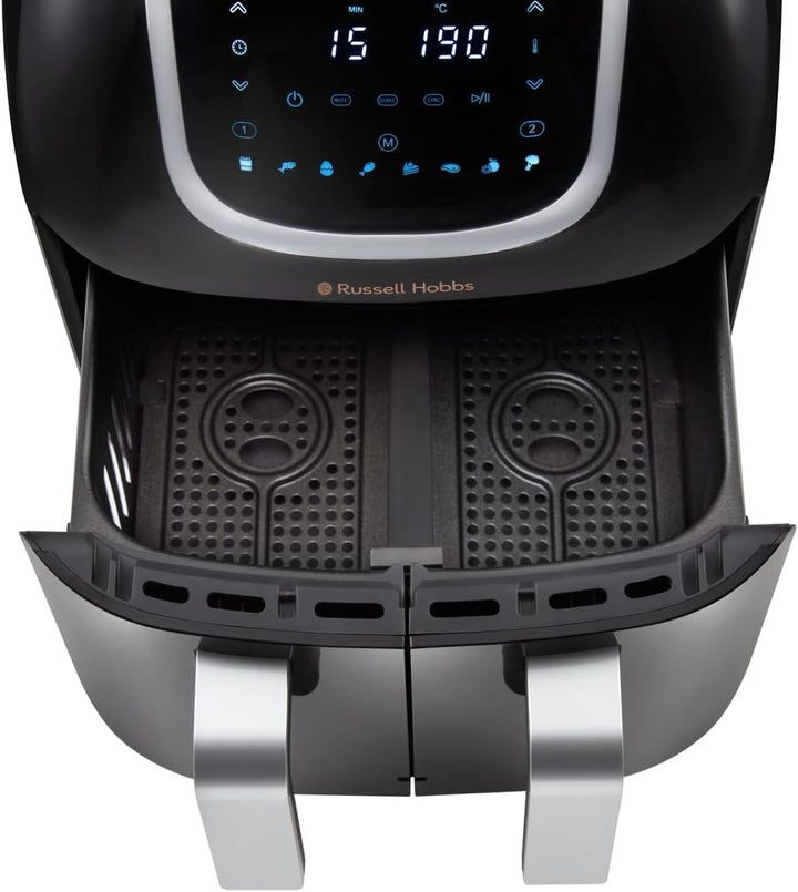 Russell Hobbs Heissluftfritteuse Doppelkammer [2 Fächer: 4,25l oder ein Korb 8,5l ] AirFryer SatisFr