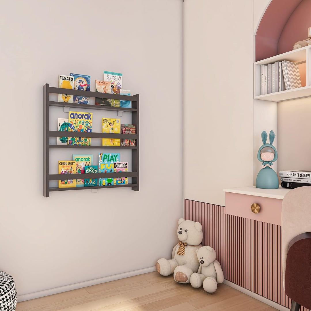 VCM Holzregal hängend | platzsparendes Kinder Regal | Masse: H. 80 x B. 70 x T. 10 cm | Elegantes Re