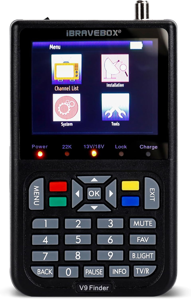 Digital Sat Finder,V9 Digitaler Satelliten-Signalfinder mit eingebautem Li-Ionen-Akku, 3,5 Zoll LCD-