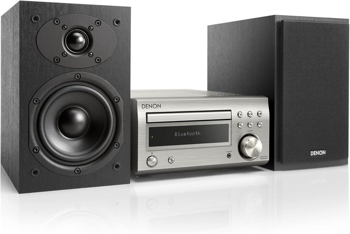 Denon D-M 41 Kompaktes HiFi-System mit 2 x 30 Watt Ausgangsleistung Premium-Silber/Schwarz, Bluetoot