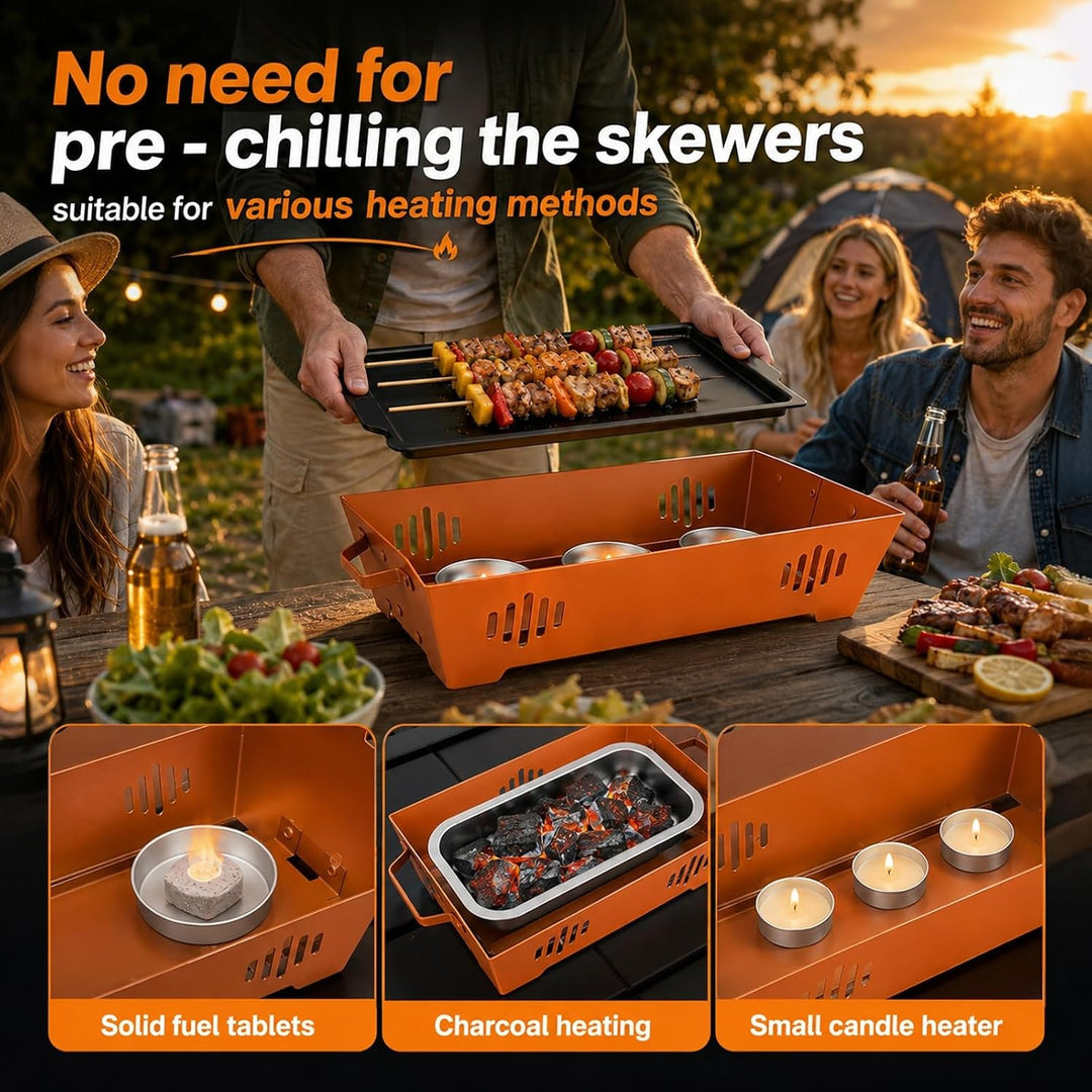 BBQ Warmhalteplatte, Warmhaltebehälter für Essen &amp; Grillgut, Grill Heizplatte aus Edelstahl mit Anti