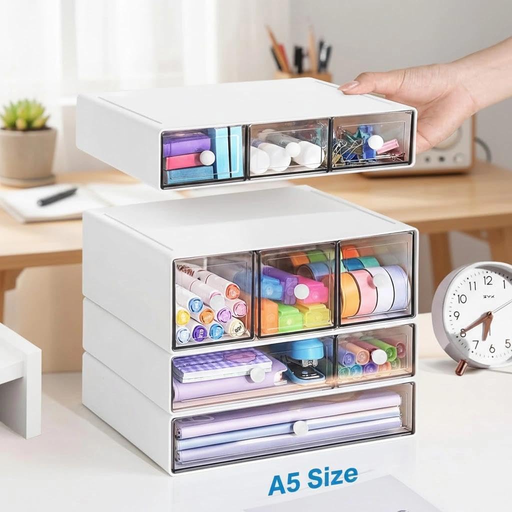 schubladenbox,Schreibtisch Organizer,Desk Aufbewahrungsbox mit 9 Schubladen,Stapelbare,multifunktion