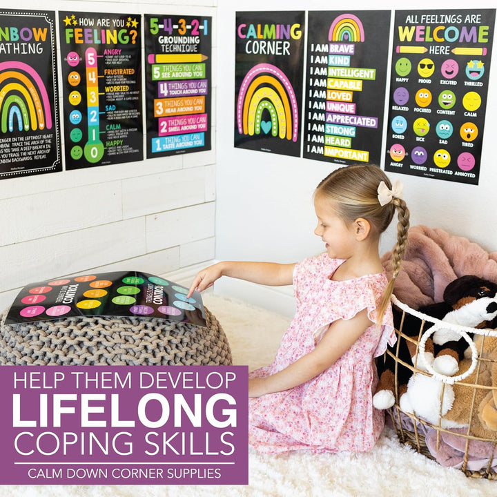 8 Kreidetafel-Poster mit beruhigender Ecke, für Klassenzimmer, Must-Haves für Lehrer – Calm Down Cor
