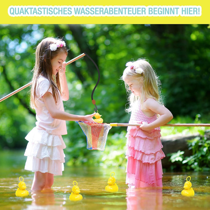 AMLI Enten Angeln | 16x gelbe Entchen mit Öse & Gewicht | Entenangeln Spiel Wasser gross | Perfekt f