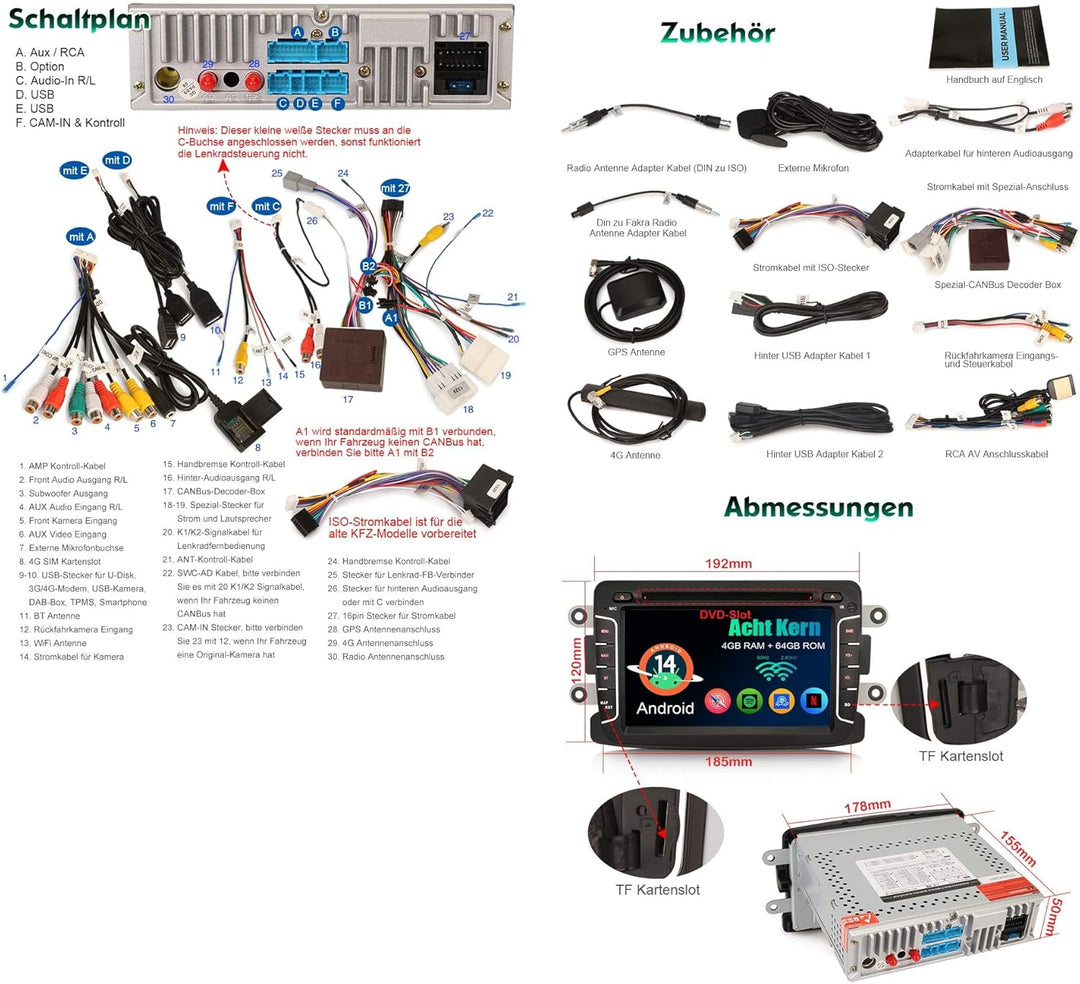 Acht-Kern Android 14 DAB+ Autoradio Für Renault Dacia Sandero Lodgy Duster Logan Dokker 2012-2020 mi