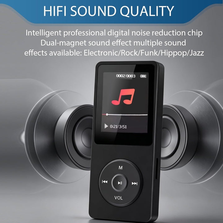 MP3 Player Bluetooth 5.3 mit 32 GB mit 1,8 Zoll Bildschirm HiFi 70 Std