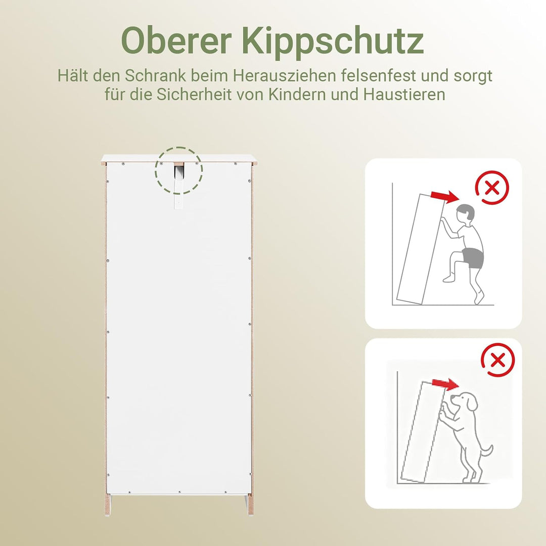 SoBuy BZR21-W Wäscheschrank mit ausklappbarem Wäschesack Wäschetruhe Wäschesammler mit Schubladen Wä