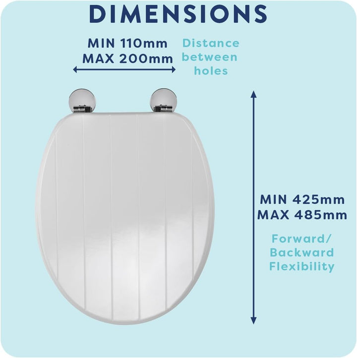 Croydex Flexi-Fix Hayward Always Fits Never Slips WC-Sitz, Holz, weiss, 45.5 x 37.5 x 6 cm Nut & Fed