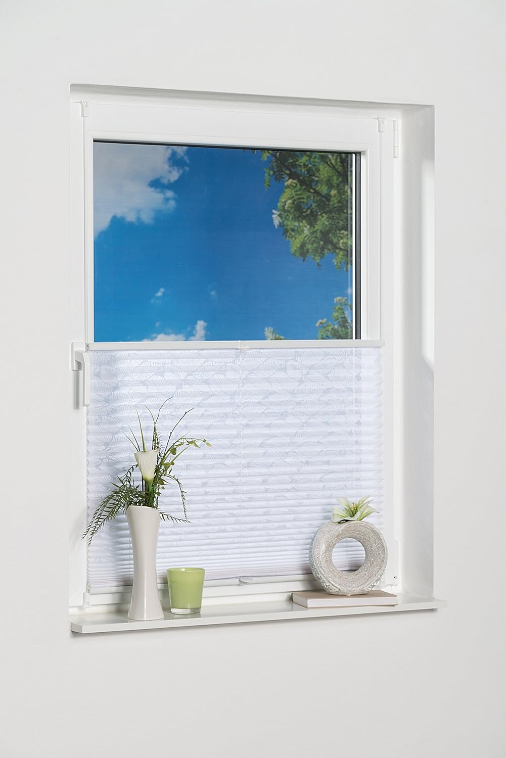 K-home Klemmfix-Plissee , Ausbrenner Stoff, weiss, 110 x 130 cm (B x L) 110 x 130 cm Ausbrenner Stof