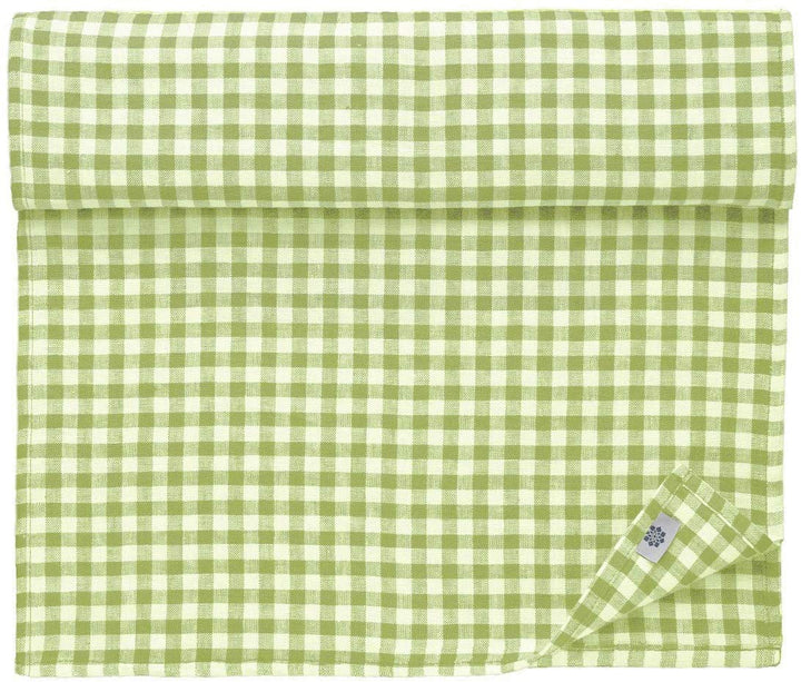 Linen &amp; Cotton Tischläufer Stoff Tischdekoration Tischwäsche Estella - 100% Leinen, Weiss Weiss Grün