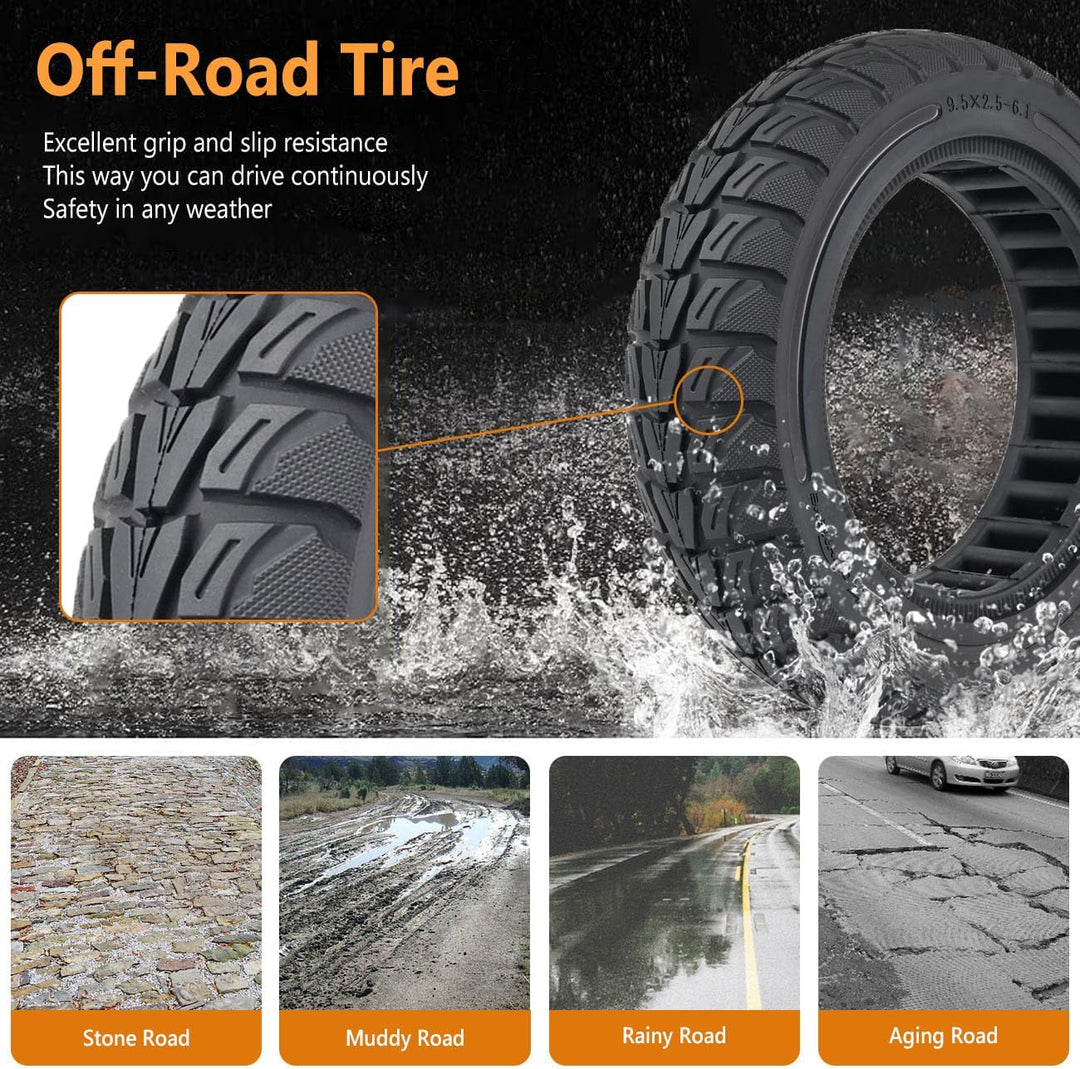 9,5 Zoll Vollreifen für NIU KQi 3, 9,5x2,5-6,1 Vollgummireifen Solide Reifen für NIU KQi3 Sport/Pro/