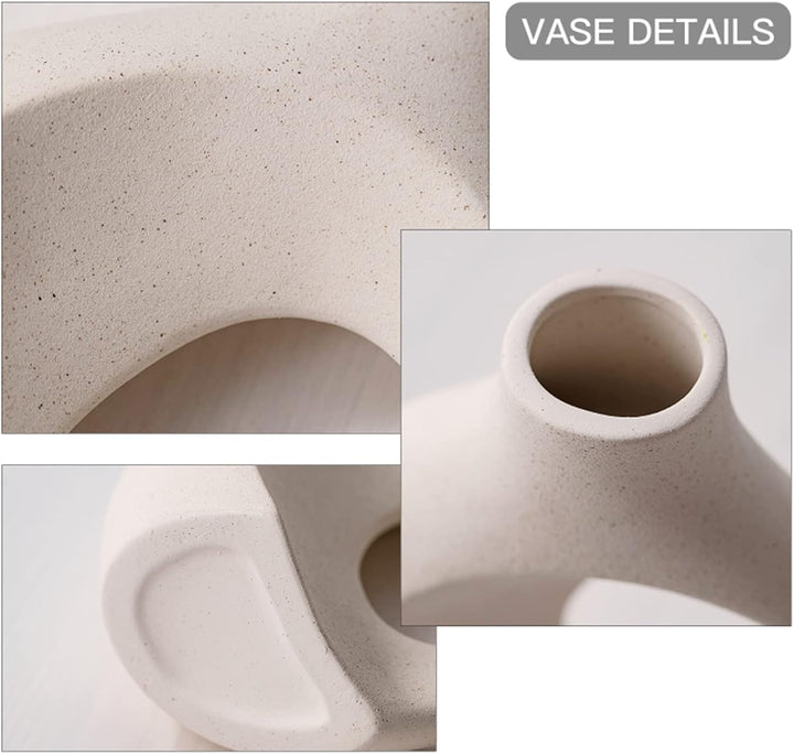 Levvohd Weisse hohle Keramikvase, 2er-Set, runde moderne Vase für nordische minimalistische Stildeko