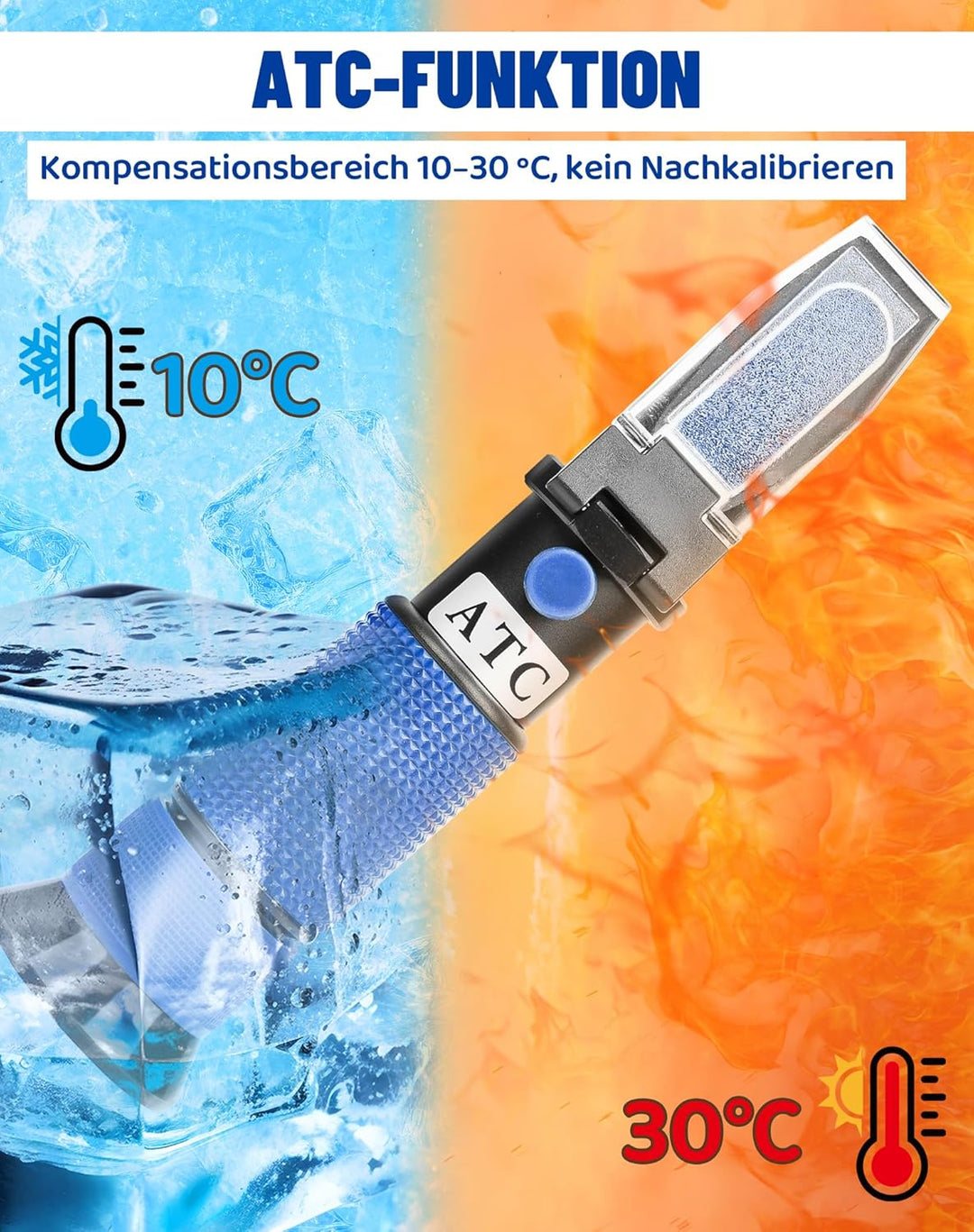 4-in-1 Frostschutz Refraktometer mit ATC, Kühlmitteltester Auto Blau | Für Ethylenglykol G11 G12, Pr