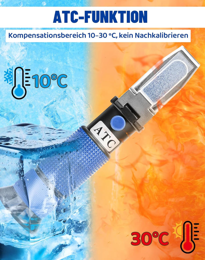 4-in-1 Frostschutz Refraktometer mit ATC, Kühlmitteltester Auto Blau | Für Ethylenglykol G11 G12, Pr