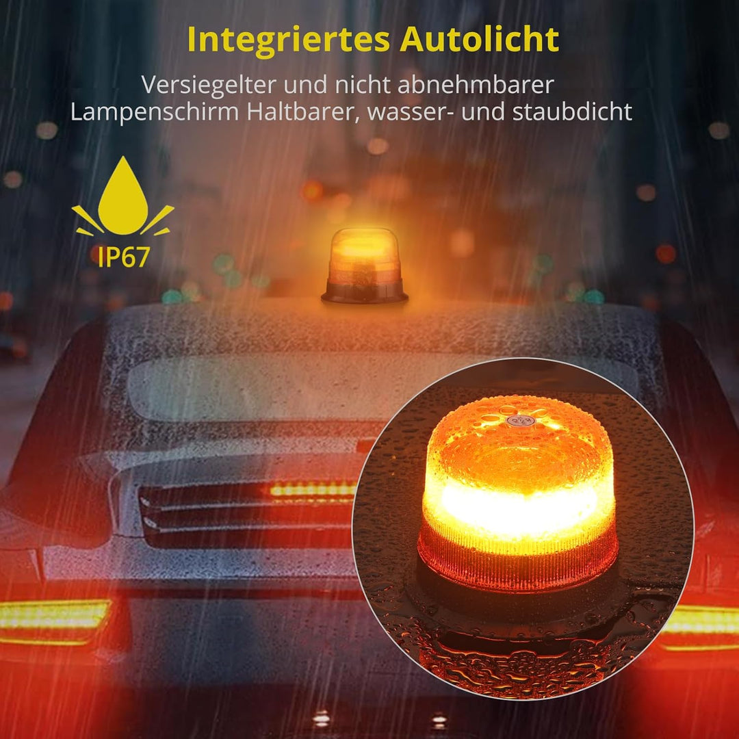 PROZOR 24LEDs Notfall Warnblinklicht mit E-Mak, 7 Blitzmodus 24W 12V/24V Rundumleuchte Wasserdicht W