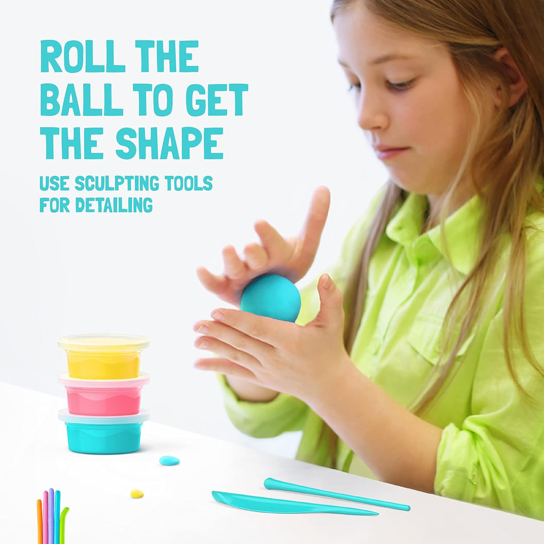 Hey Clay Animals-Set – bunte Modellier-Kinder – lufttrockenes Ton-Set 15 Dosen und Modellierwerkzeug