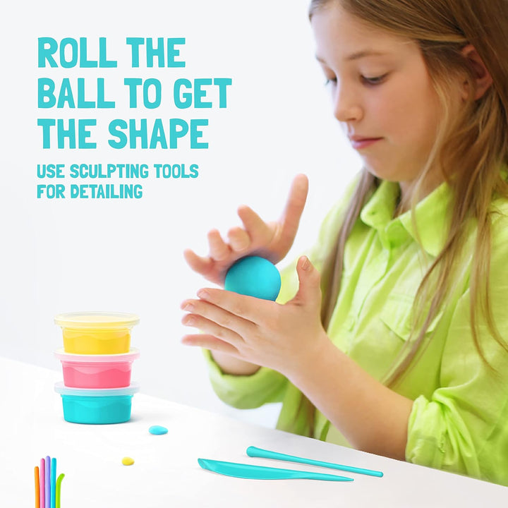 Hey Clay Animals-Set – bunte Modellier-Kinder – lufttrockenes Ton-Set 15 Dosen und Modellierwerkzeug