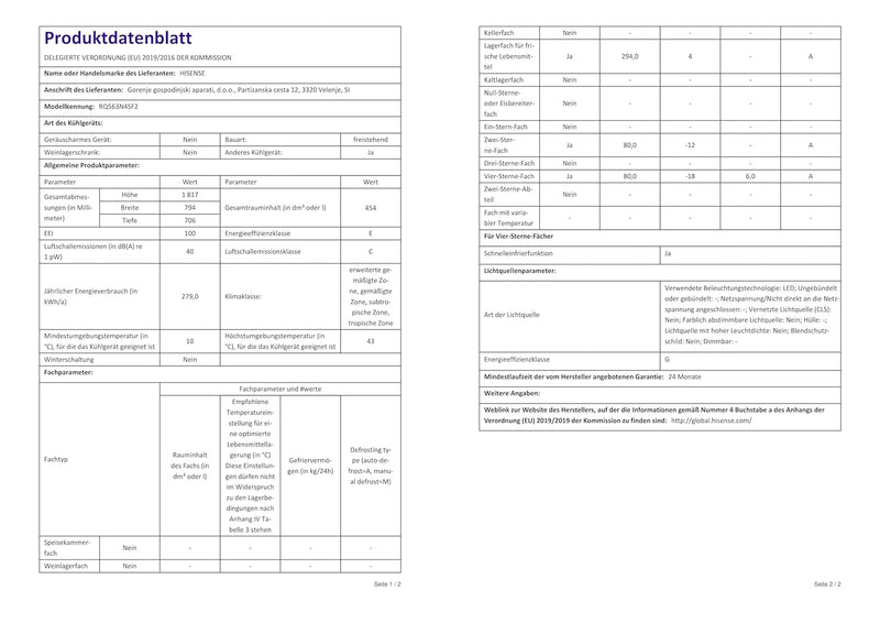 Hisense RQ563N4SF2 Cross Door Kühl-Gefrierkombination/ NoFrostPlus/ Inverter-Kompressor/ HolidayMode