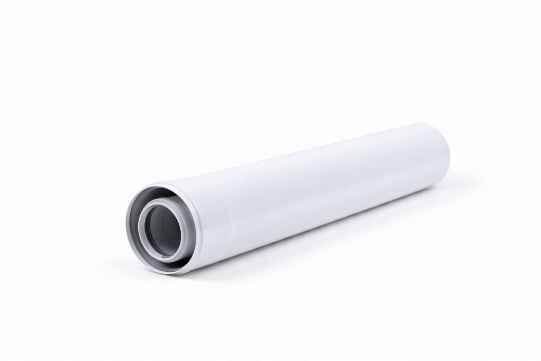 Uzman-Versand, Konzentrische Abgasrohr 500mm DN Ø 60/100 mm, Bogen, Winkel, Abgas-Rohr Abgassystem D