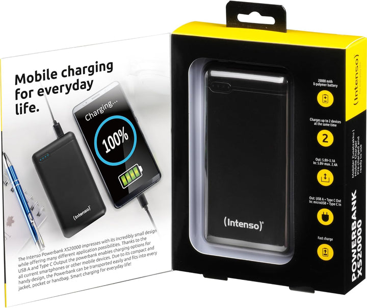 Intenso 7313550 Powerbank XS 20000, externes Ladegerät 20000mAh, geeignet für Smartphone/Tablet PC/D