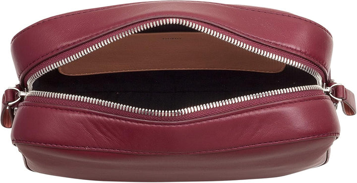 DuDu Damen Umhängetasche aus Leder, Kamera Bag mit abnehmbarem Riemen, kompakte elegante Lederhandta