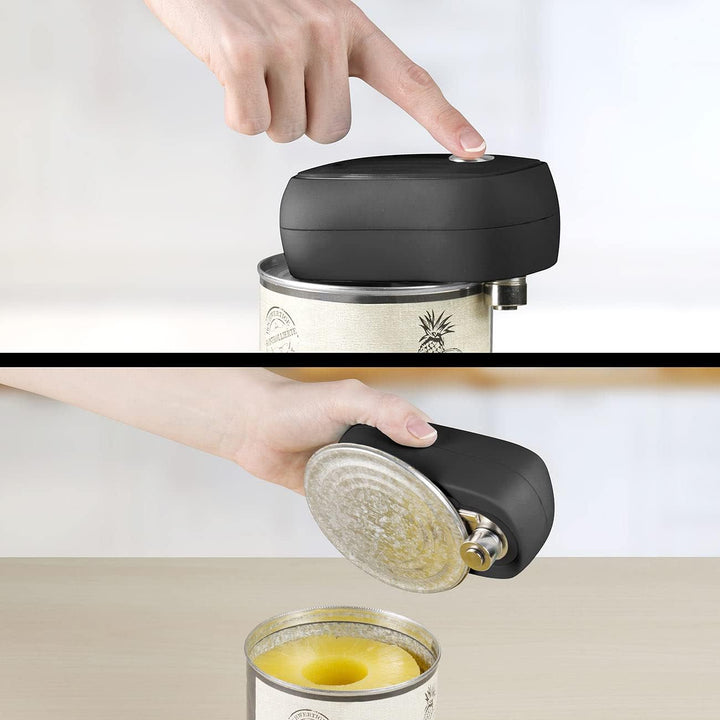 Rosenstein & Söhne Electric Can Opener: 2er-Set Sicherheits-Dosenöffner mit Akku, wiederverschliessb