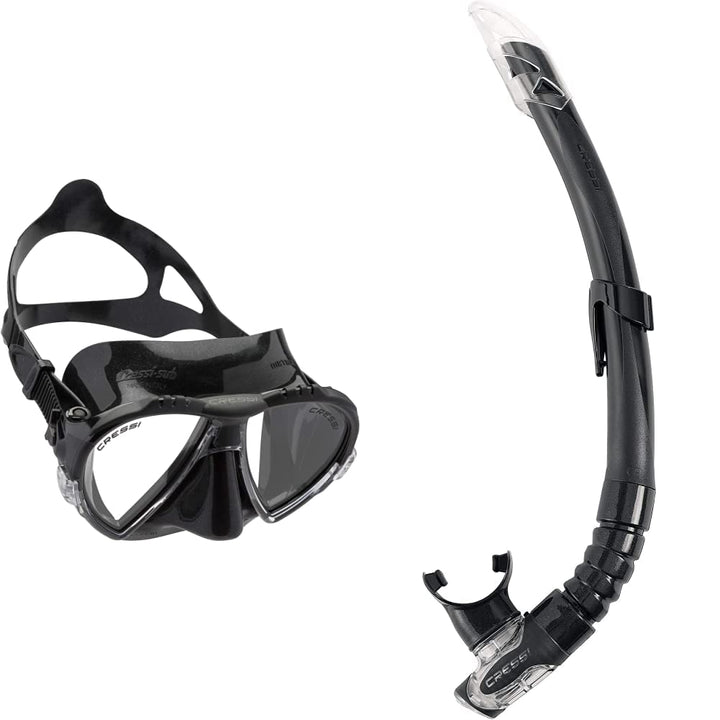 Cressi Matrix Tauchen Schnorcheln Maske Schwarz Einheitsgrösse Bundle mit Uni Schnorchel Gamma, Schw