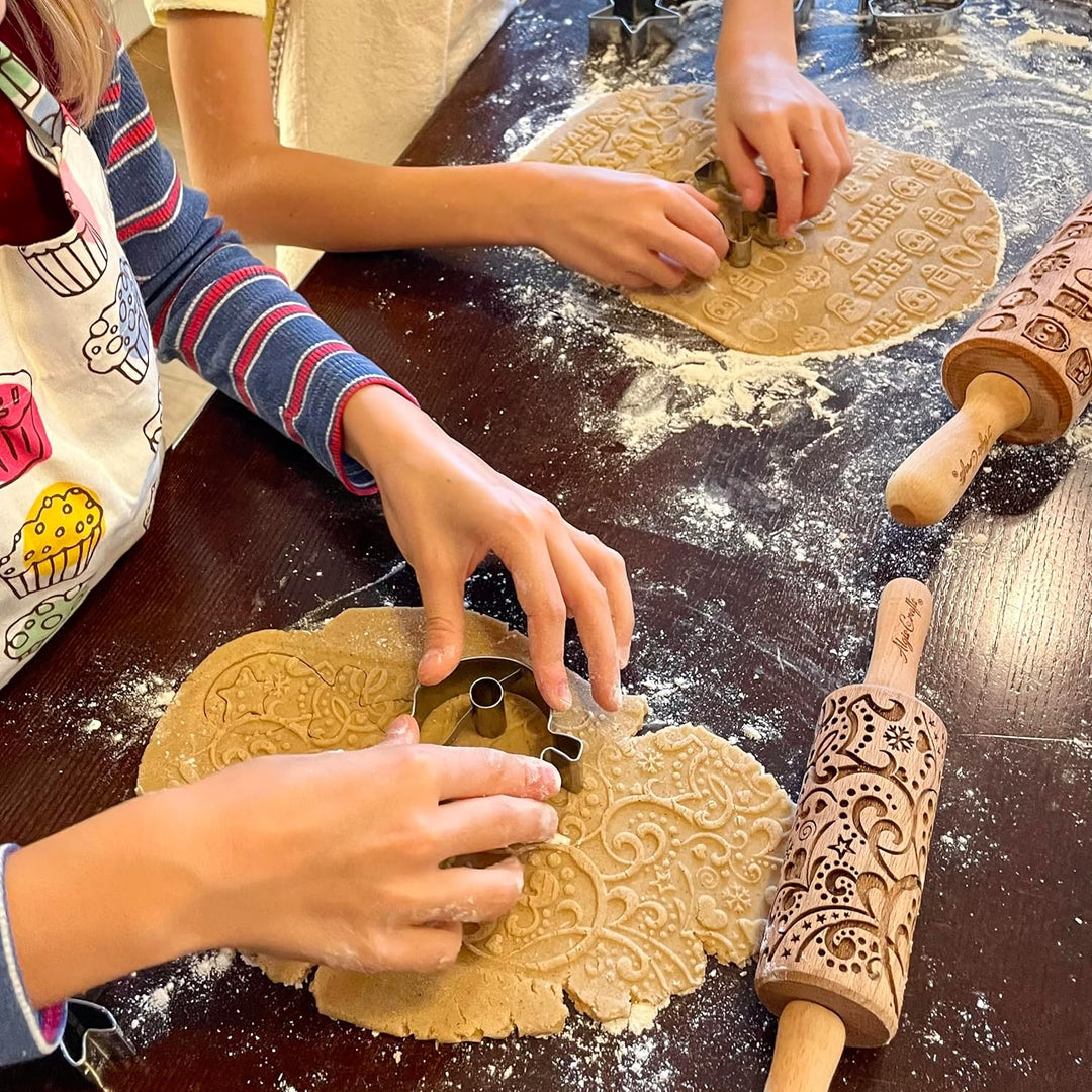 Nudelholz für Hausgemachtes Gebäck und Keramik MOOSROSE. Teigroller für Teig & Plätzchen, Kuchen & G