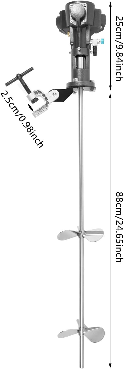 Pneumatischer Farbmischer (1/2 PS) für 50 Gallonen, Edelstahl Stopfenmontage Rührer mit Halterung, D