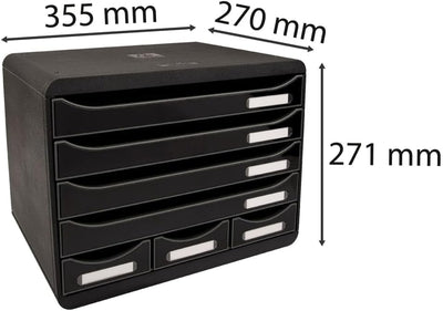 Exacompta 307714D Ablagebox Glossy Querformat mit 7 Schubladen für DIN A+ Dokumente. Belastbare Schu