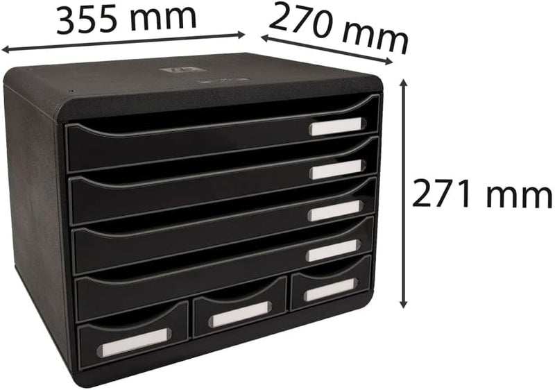 Exacompta 307714D Ablagebox Glossy Querformat mit 7 Schubladen für DIN A+ Dokumente. Belastbare Schu