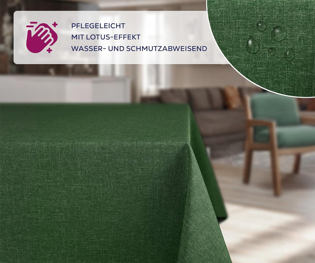 BEAUTEX fleckenabweisende und bügelfreie Tischdecke - Tischtuch mit Lotuseffekt - Tischwäsche in Lei