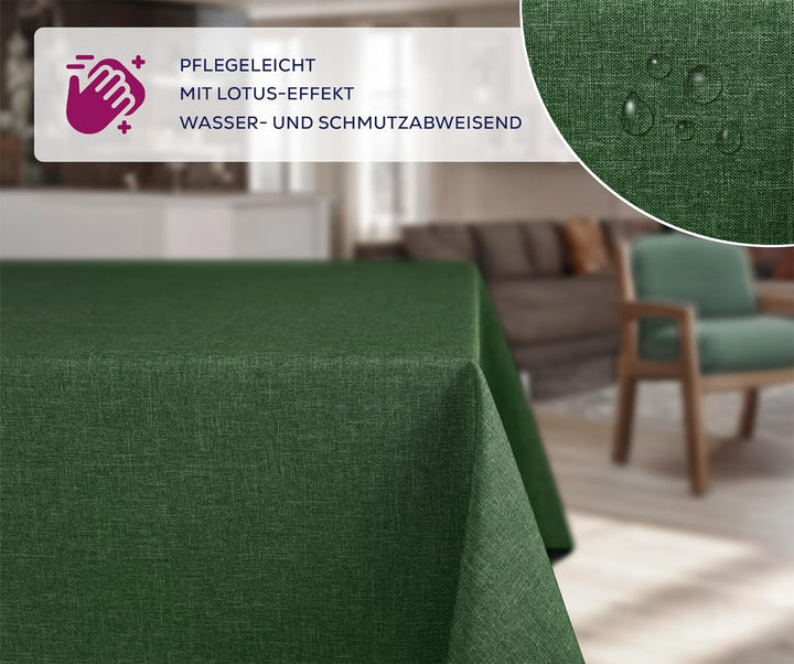 BEAUTEX fleckenabweisende und bügelfreie Tischdecke - Tischtuch mit Lotuseffekt - Tischwäsche in Lei