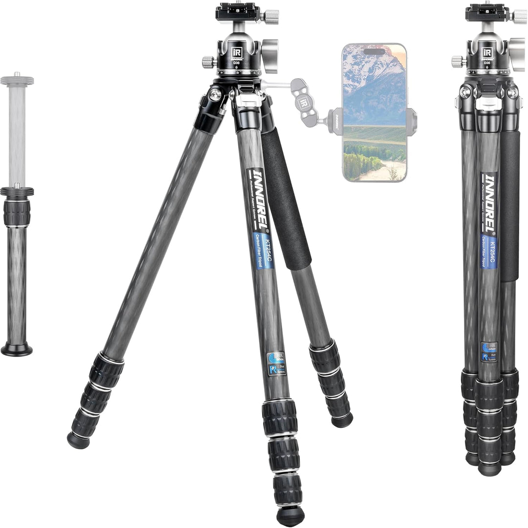 INNOREL KT254C Professionelles Reisestativ für DSLR-Kamera, robuster Ständer mit 29 mm Rohr, niedrig
