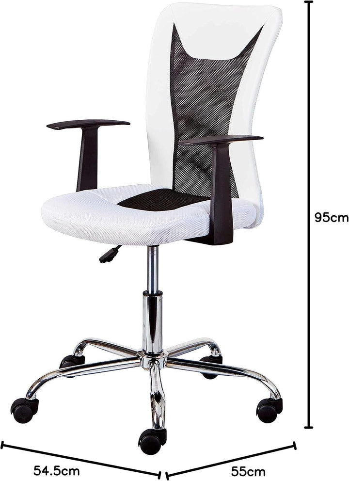 Bürosessel mit Armlehnen, höhenverstellbar, schwarz-weiss, 55x54,5x85-95