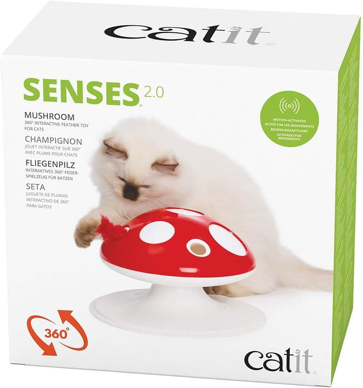 Senses 2.0 Fliegenpilz, Interaktives 360°-Federspielzeug für Katzen
