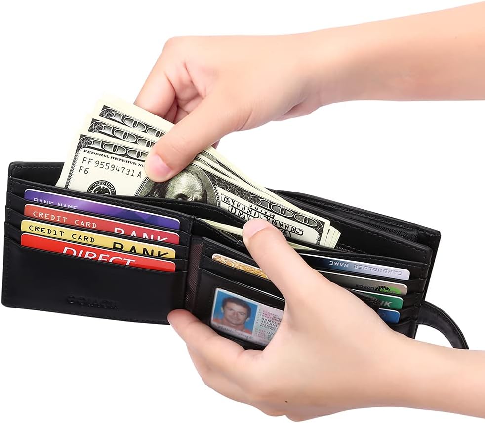 GAEKEAO Geldbörsen Herren Geldbörse aus echtem Leder Geldbörse mit RFID-Schutz Bifold Wallet, Geldbö