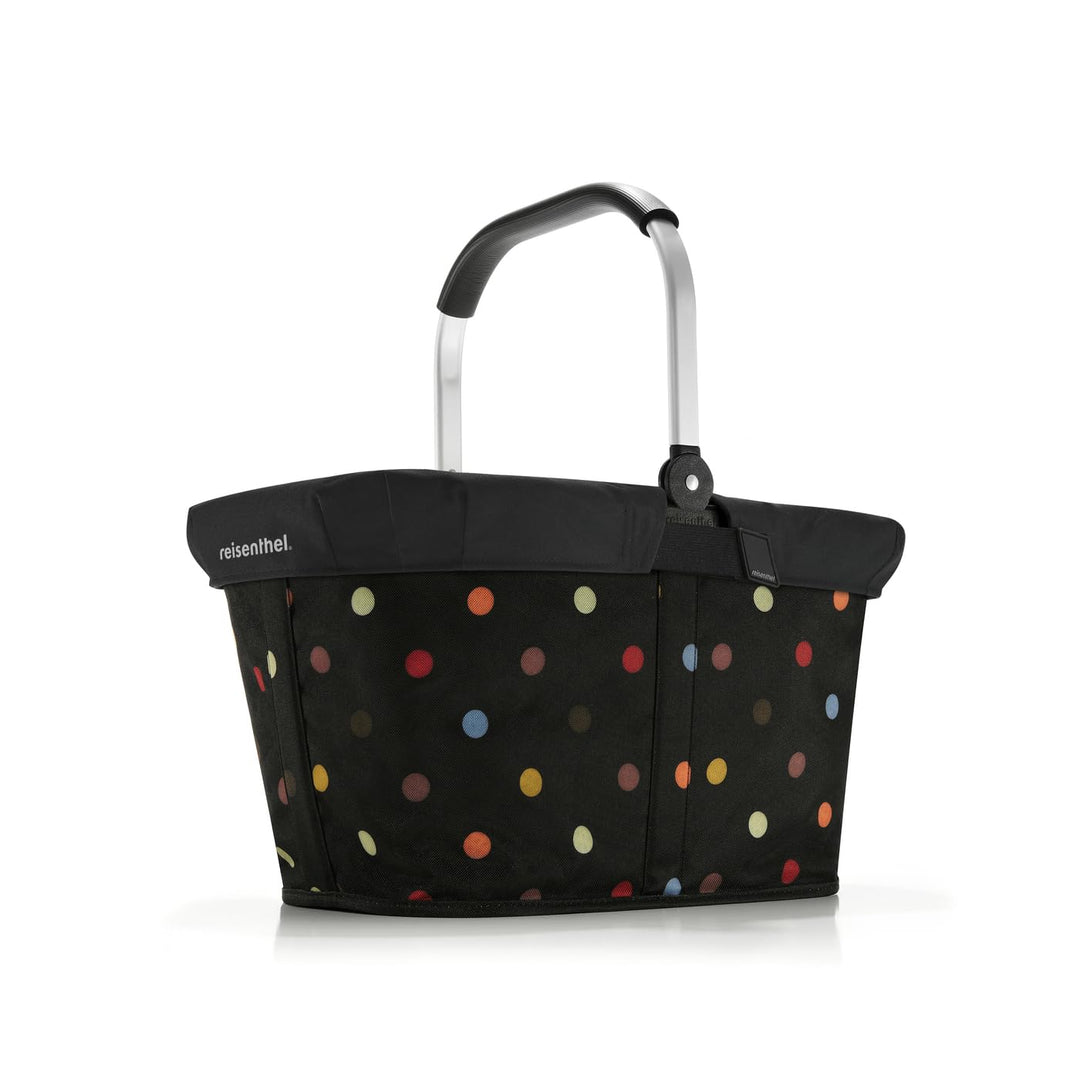 Reisenthel Set carrybag dots mit Cover black Stabiler Einkaufskorb mit praktischer Innentasche – Ele
