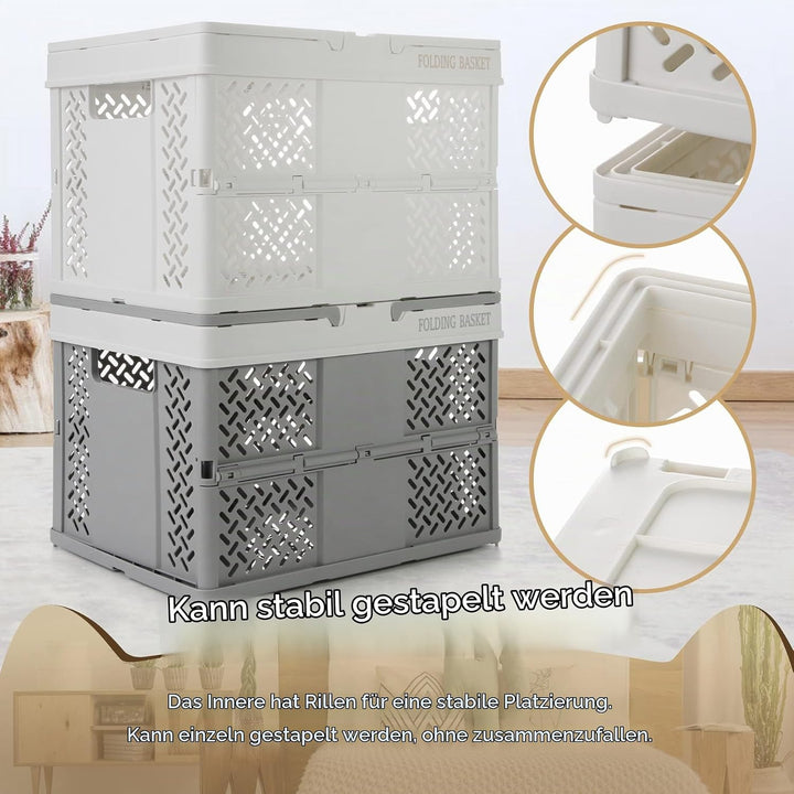 Spesh 2 Stücke Klappbox mit Henkel 30 * 22cm Aufbewahrungsbox klappbar Klein Plastik Aufbewahrungsko