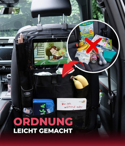 HerzensKind Rückenlehnenschutz und Organizer. Auto Organizer mit extra grossem 13" Tabletfach und 9