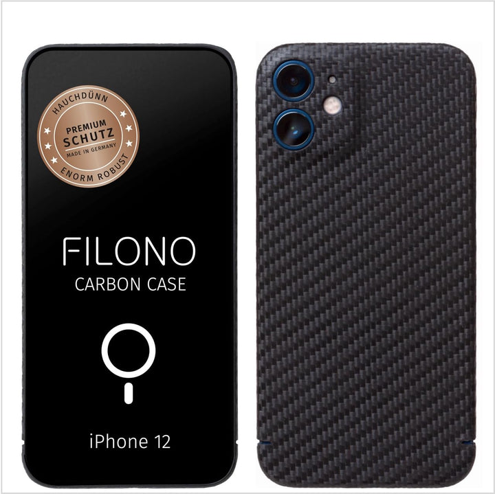 FILONO iPhone 12 Carbon Hülle kompatibel mit MagSafe ultradünn iPhone 12 CARBON Case MS, iPhone 12 C