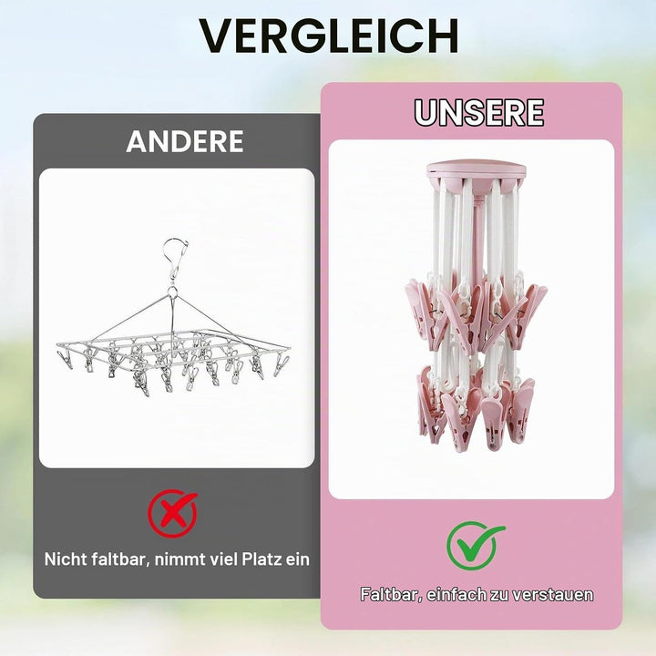 2 Stück Sockentrockner, Sockenhalter Wäscheständer Faltbar mit 40 Clips, Sockenaufhänger Wäscheständ