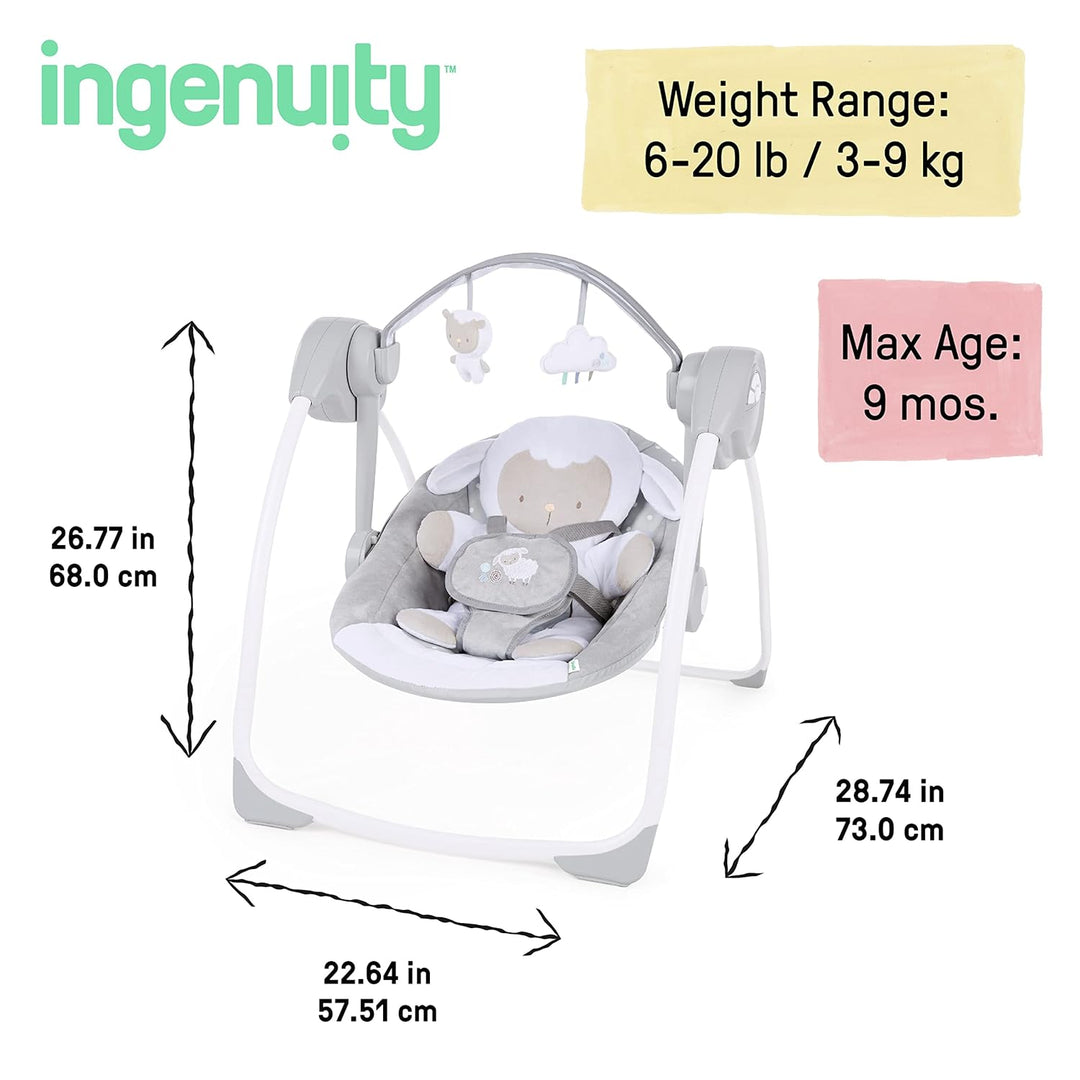 Ingenuity, tragbare Babyschaukel, Cuddle lamp - mit Melodien, Zeit- und Schaukeleinstellung Cuddle