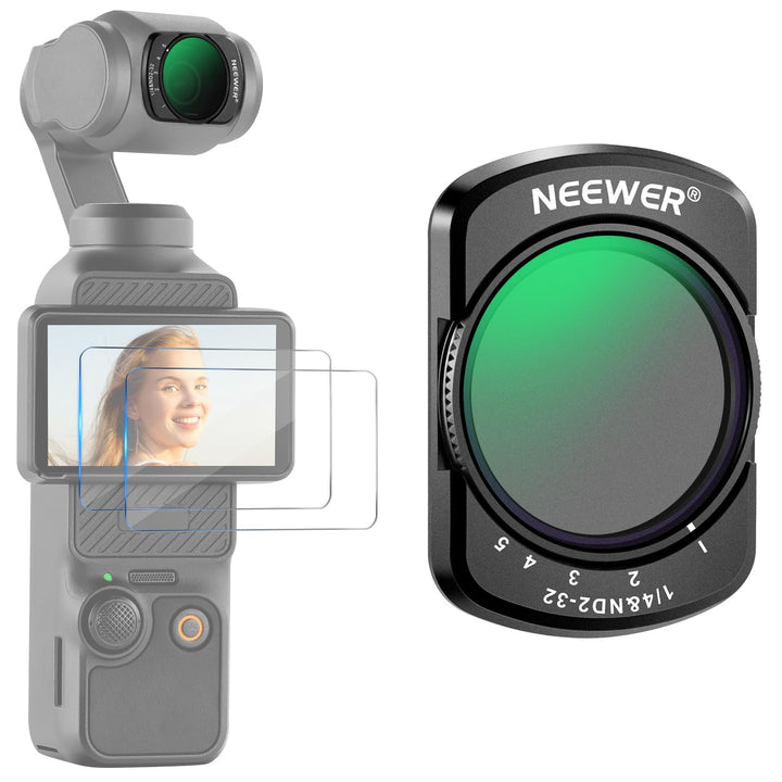 NEEWER Variabler ND2-32 und 1/4 Black Diffusion Filter Kompatibel mit DJI Osmo Pocket 3, Neutraldich