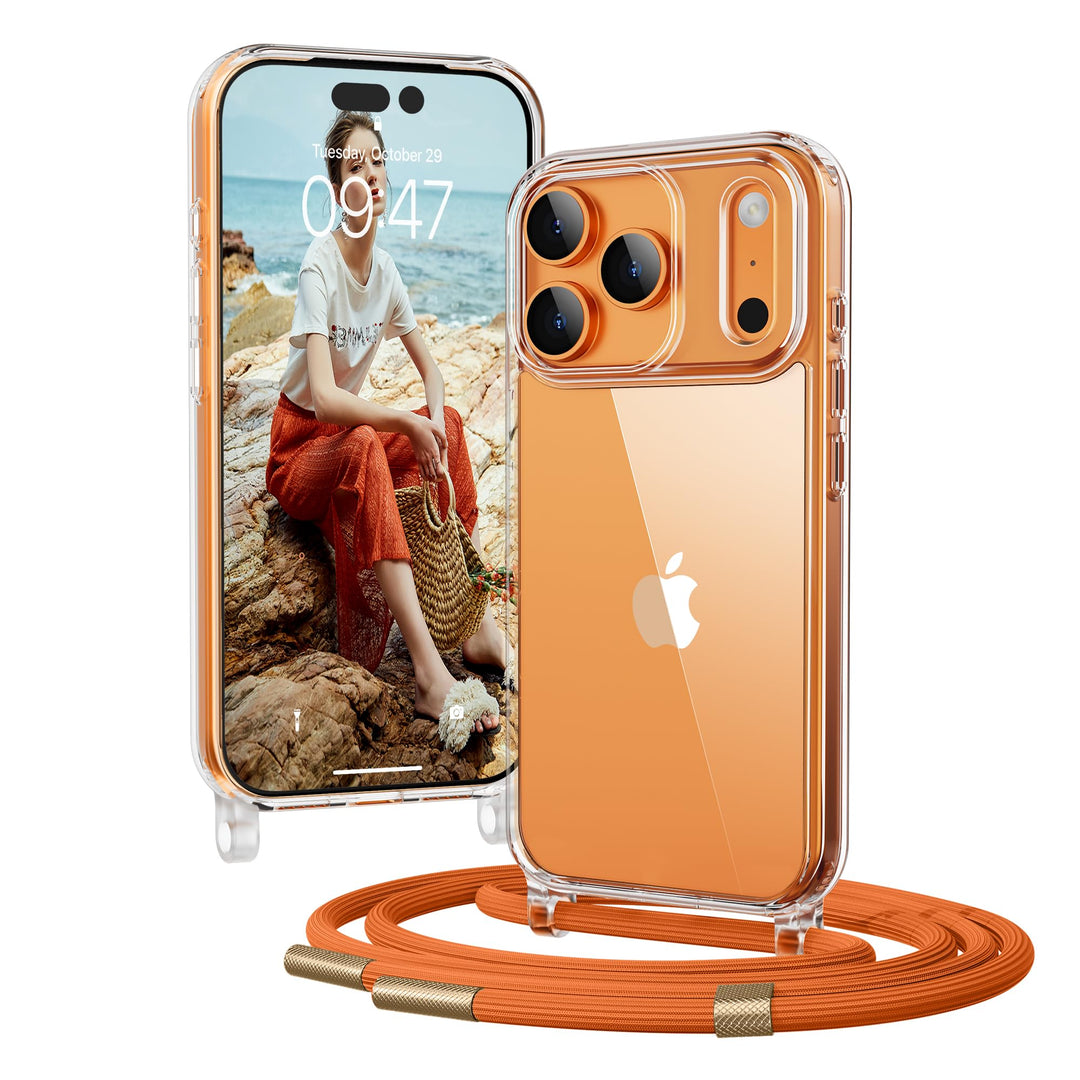 Handykette für iPhone 17 Pro Hülle mit Band, [Verstellbarem und Demontage Umhängeband], Transparente