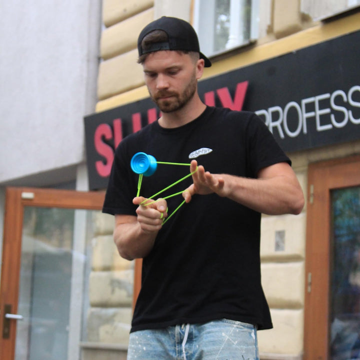 YoyoFactory Bullseye Yo-Yo - BLAU (DNA Tricks, Metall Yoyo, Schnur, Kugellager & Anleitung enthalten