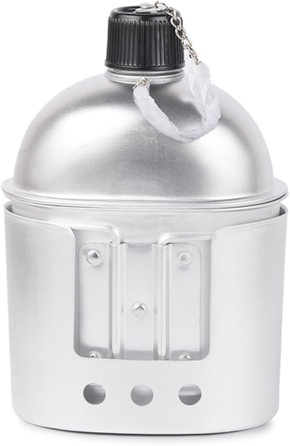 BeGrit Aluminium Feldflaschenbecher Tragbar 850ML Militär Überleben Trinkflasche Camping Wasserflasc