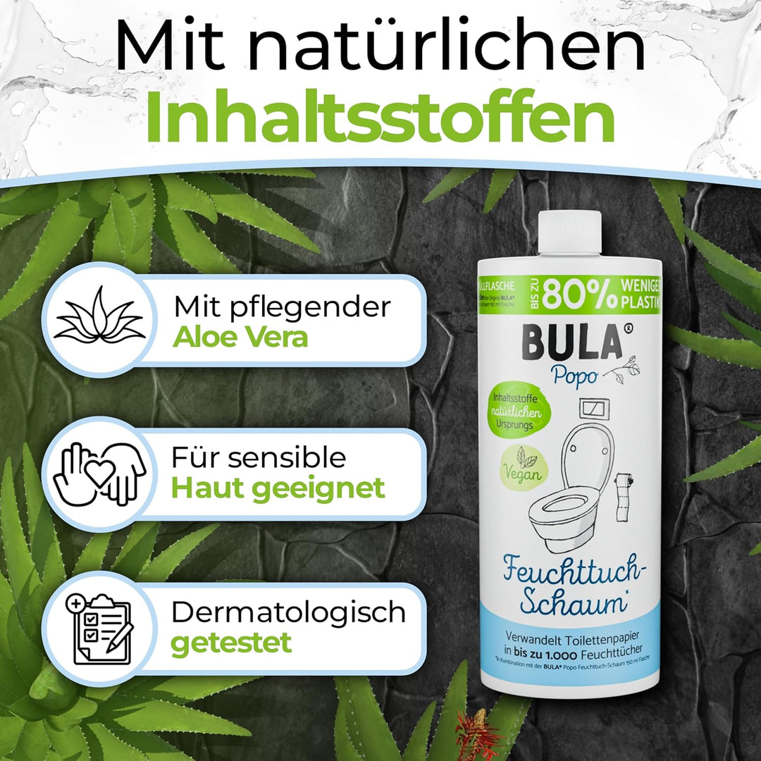 BULA® Popo NACHFÜLL-Flasche (750 ml) NUR ZUM AUFFÜLLEN unserer 150 u. 50 ml-Flasche! | ersetzt bis z