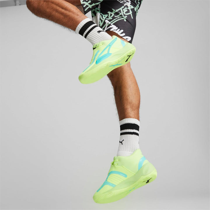 Puma Herren Rise NitroBasketballschuh 42.5 EU Fast Yellow Elektrische Pfefferminze, 42.5 EU Fast Yel